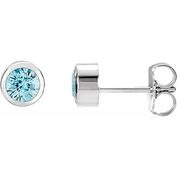 Earring Solitaire Stud 6mm Bezel