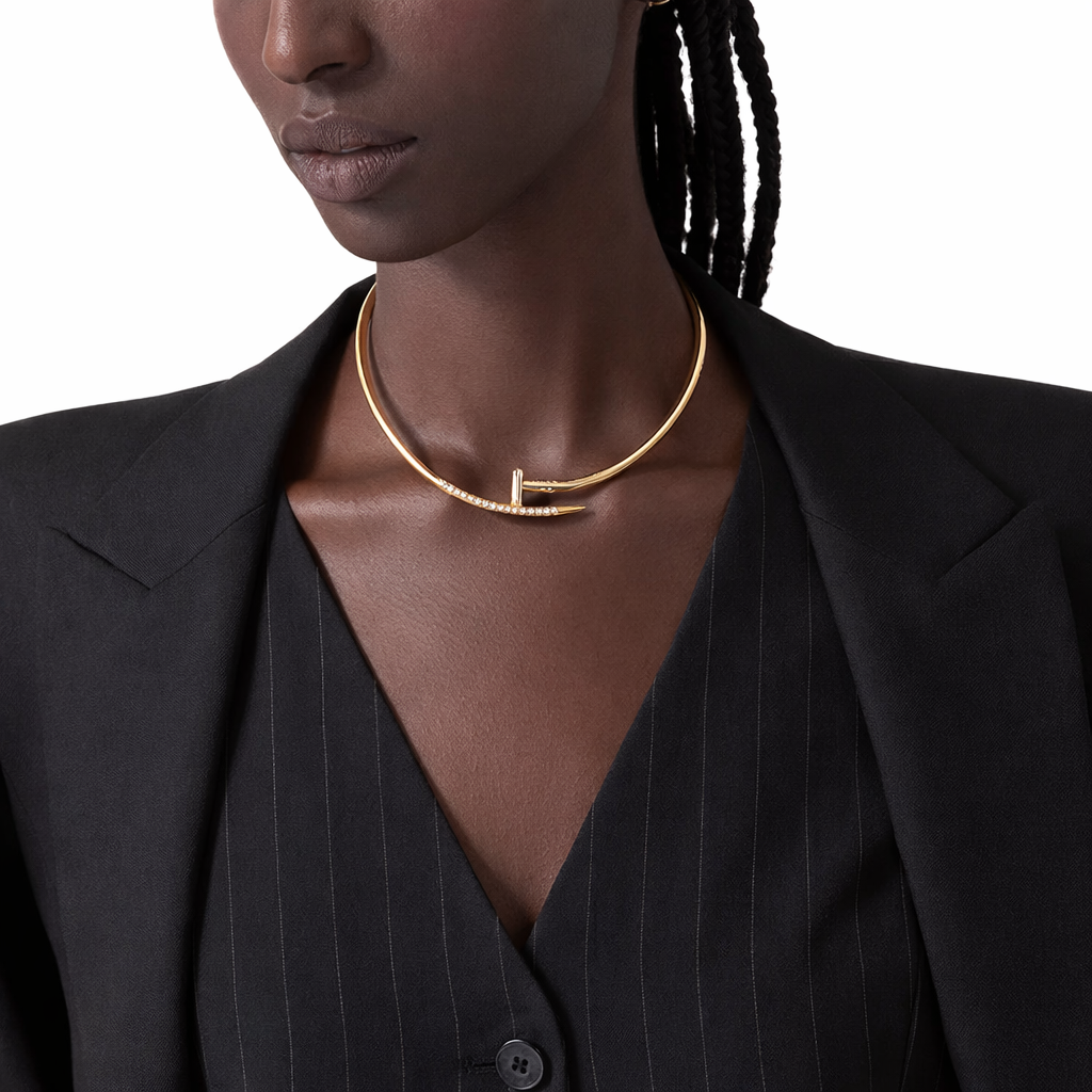 Diamond Nail Gold Choker Necklace