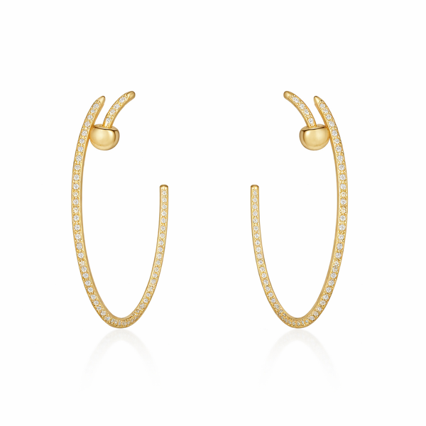 Diamond Nail Hoop Earrings