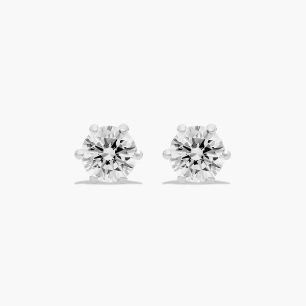 6 Prong Round Brilliant Stud Earrings