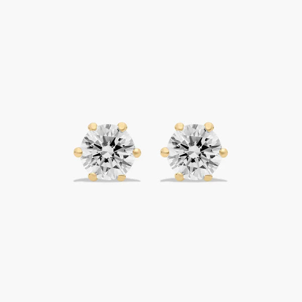 6 Prong Round Brilliant Stud Earrings