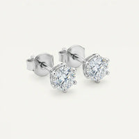 6 Prong Round Brilliant Stud Earrings