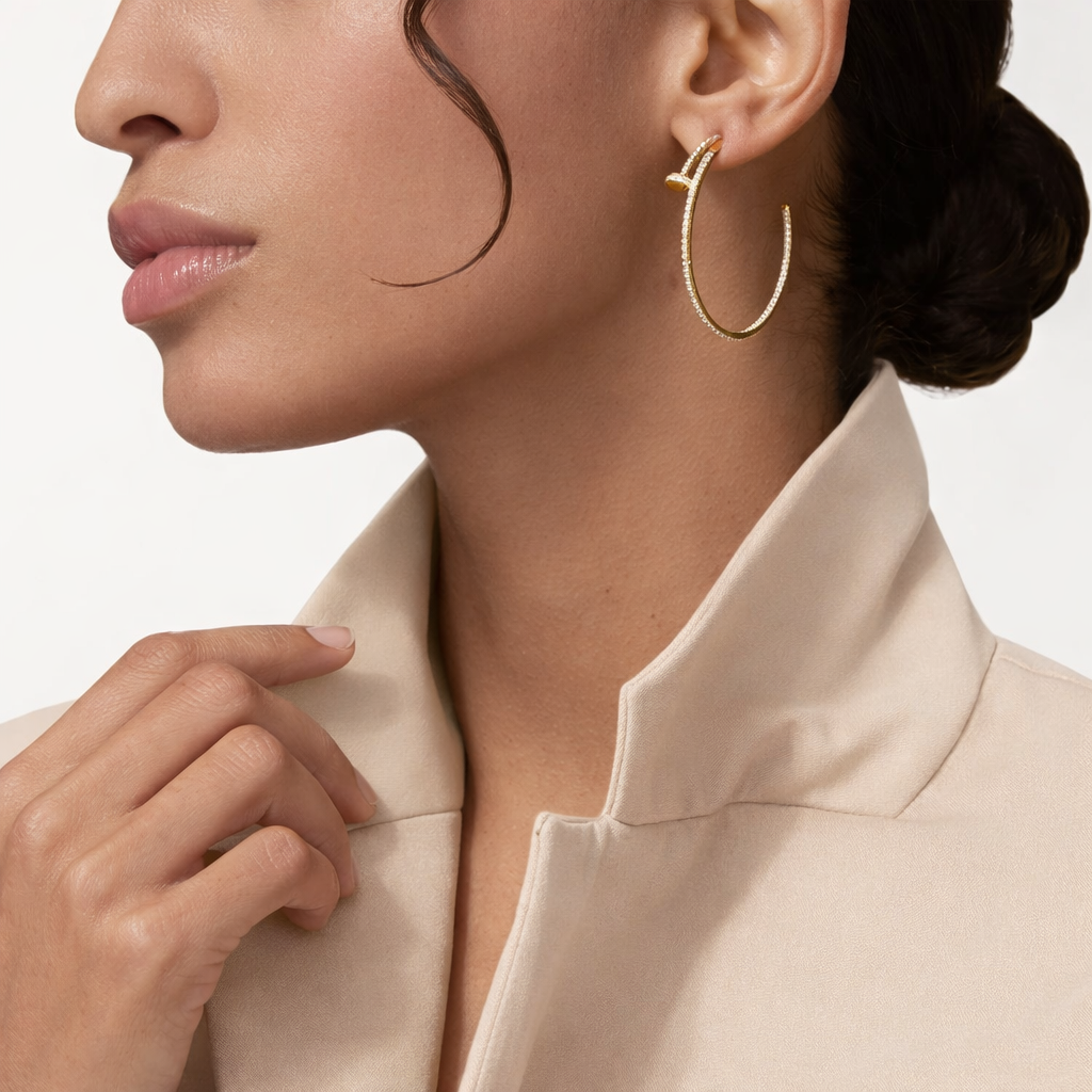 Diamond Nail Hoop Earrings