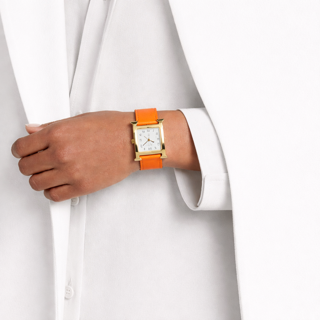 Luxury H-Shape Leather Watch – Elegant Square Dial Women’s Fashion Watch