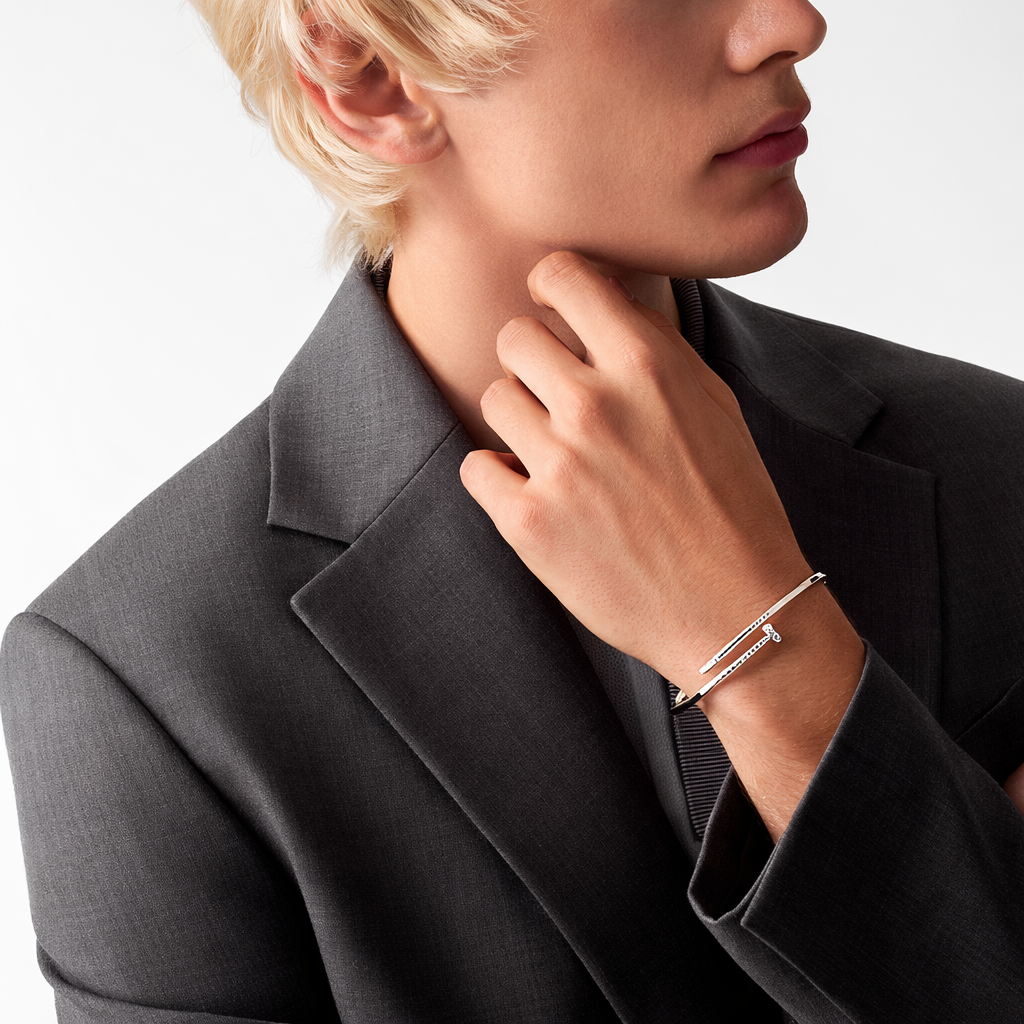 White Gold Nail Bangle Bracelet