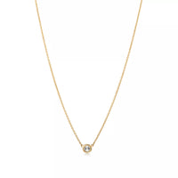 18K Thick Gold Plated Solitaire Diamond Necklace