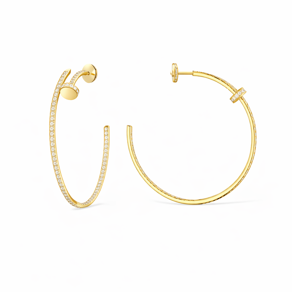 Diamond Nail Hoop Earrings