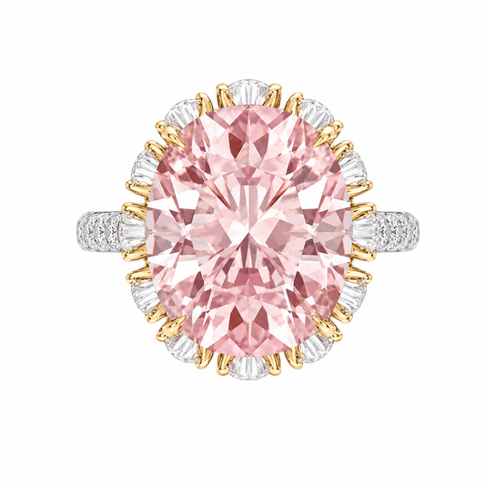 Blush Royale Halo Ring – Pink Diamond-Inspired Statement Ring