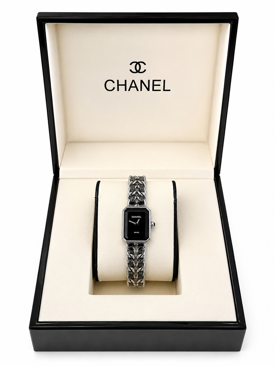 CH Première Ceramic Watch – Black Dial & Chain Bracelet