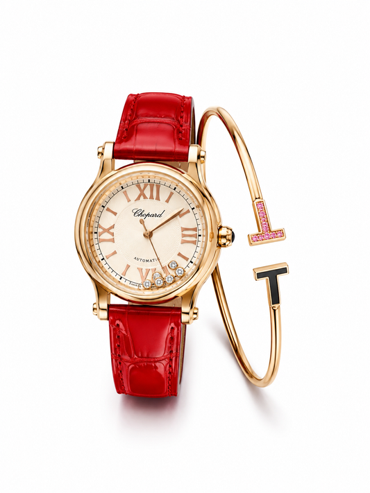 Imperiale Floating Diamonds Red Leather Watch Set