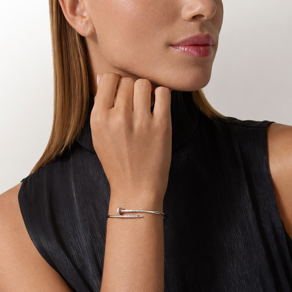 White Gold Nail Bangle Bracelet