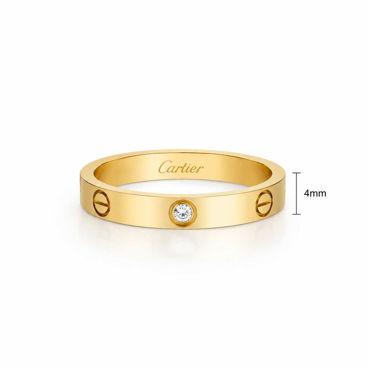 Crystal Love Screw Band Ring – 18K Gold Plated