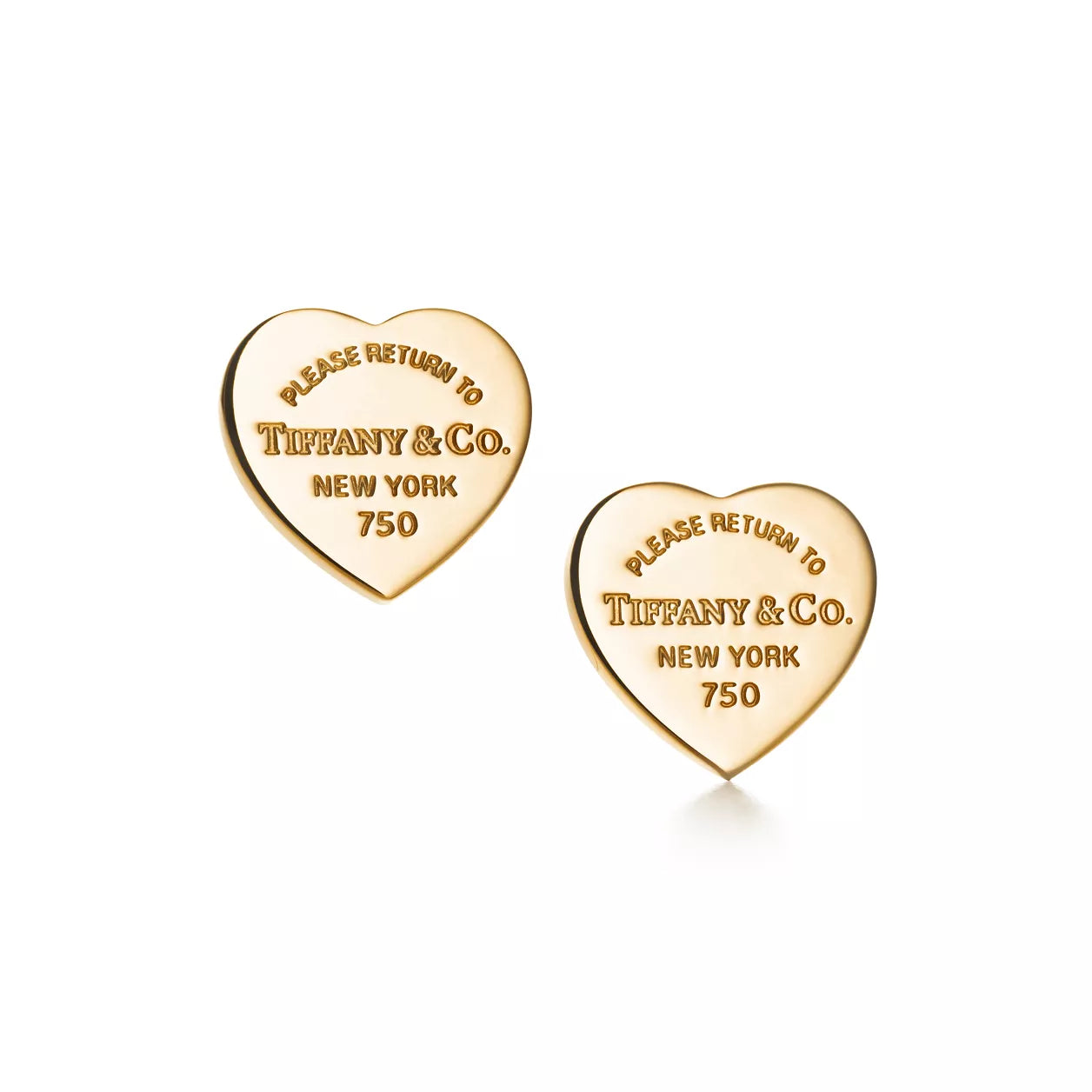 Heart Tag Gold Stud Earrings