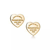 Heart Tag Gold Stud Earrings