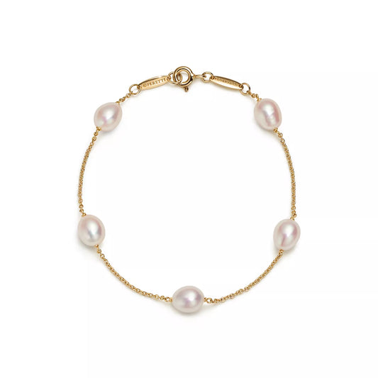 Elegant Gold Pearl Chain Bracelet