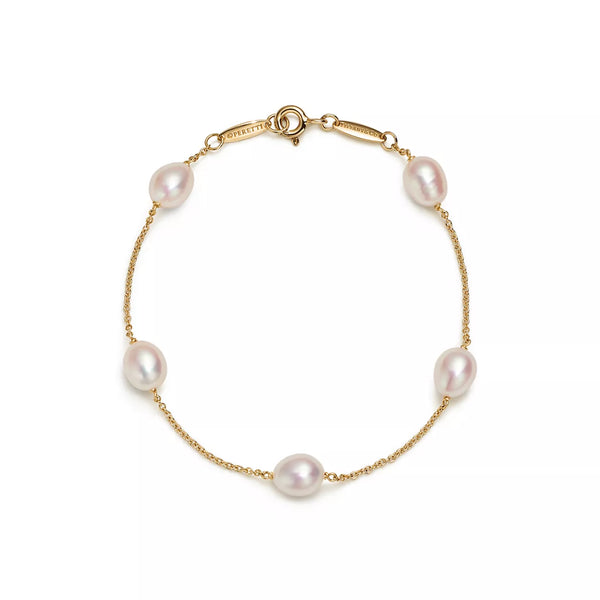 Elegant Gold Pearl Chain Bracelet