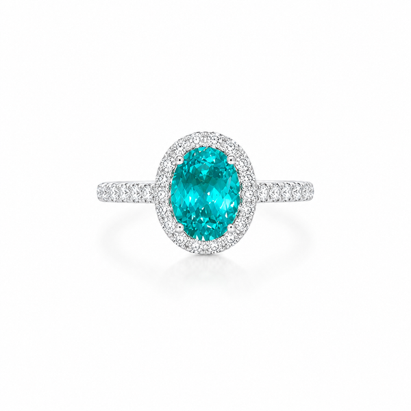 Ocean Halo Ring – Paraiba-Inspired Blue Statement Ring