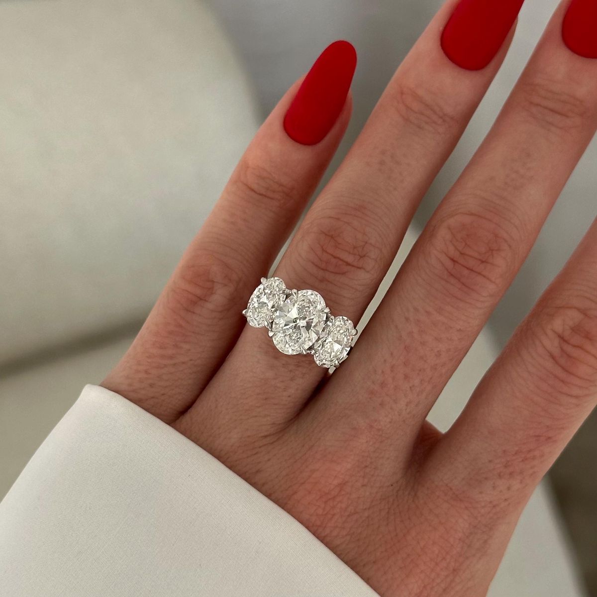 3 Stones Oval Cut Dress Ring