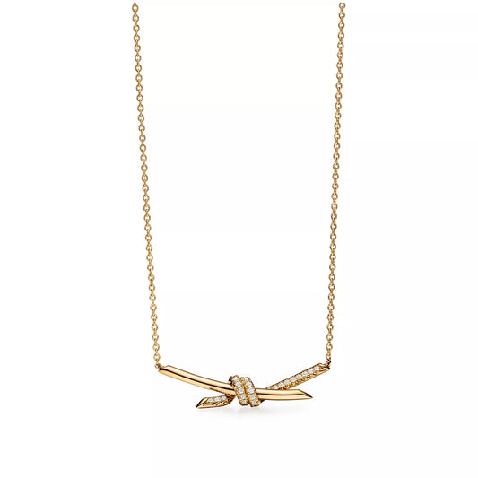 18K Gold Plated Knot Necklace – Thick Gold Layer Minimalist Chain for Women
