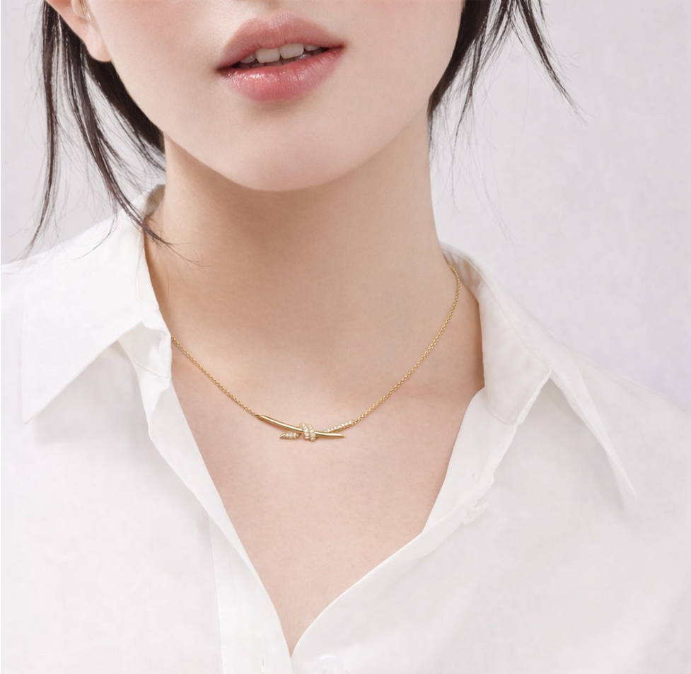 18K Gold Plated Knot Necklace – Thick Gold Layer Minimalist Chain for Women
