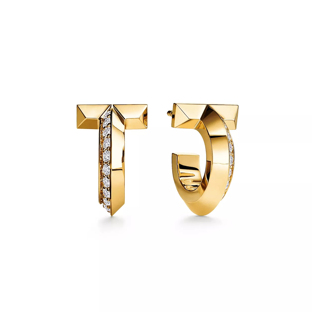 18K Thick Gold Plated T Shape Hoop Earrings