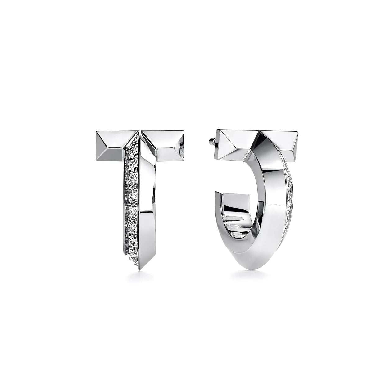 18K Thick Gold Plated T Shape Hoop Earrings