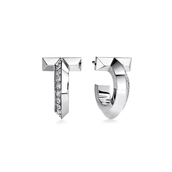 18K Thick Gold Plated T Shape Hoop Earrings