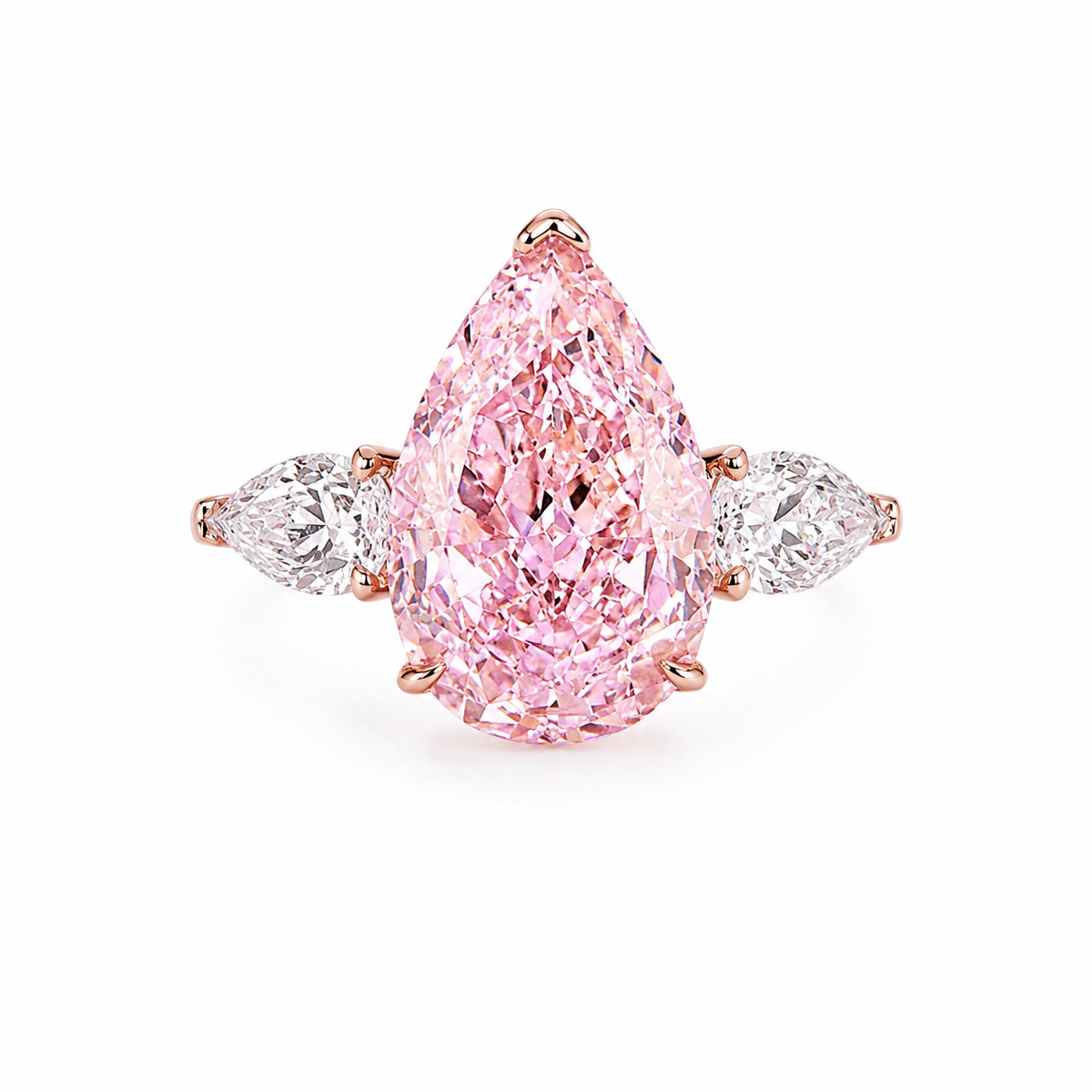 Rosé Majesty Pear Pink Three-Stone Ring
