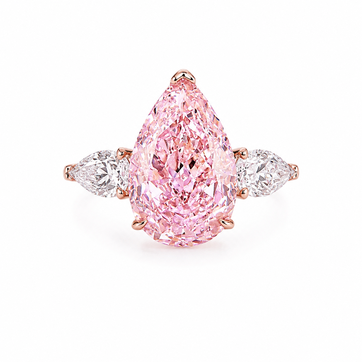 Rosé Majesty Pear Pink Three-Stone Ring