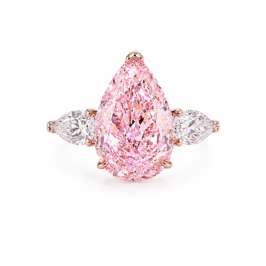 Rosé Majesty Pear Pink Three-Stone Ring