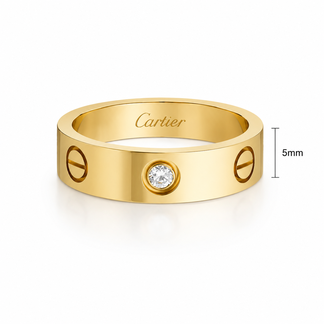 Crystal Love Screw Band Ring – 18K Gold Plated