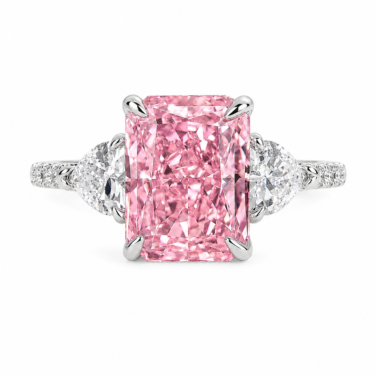 Blush Royale Radiant Pink Three-Stone Ring