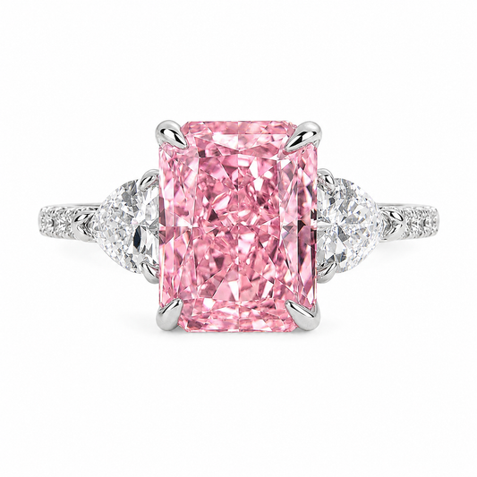 Blush Royale Radiant Pink Three-Stone Ring