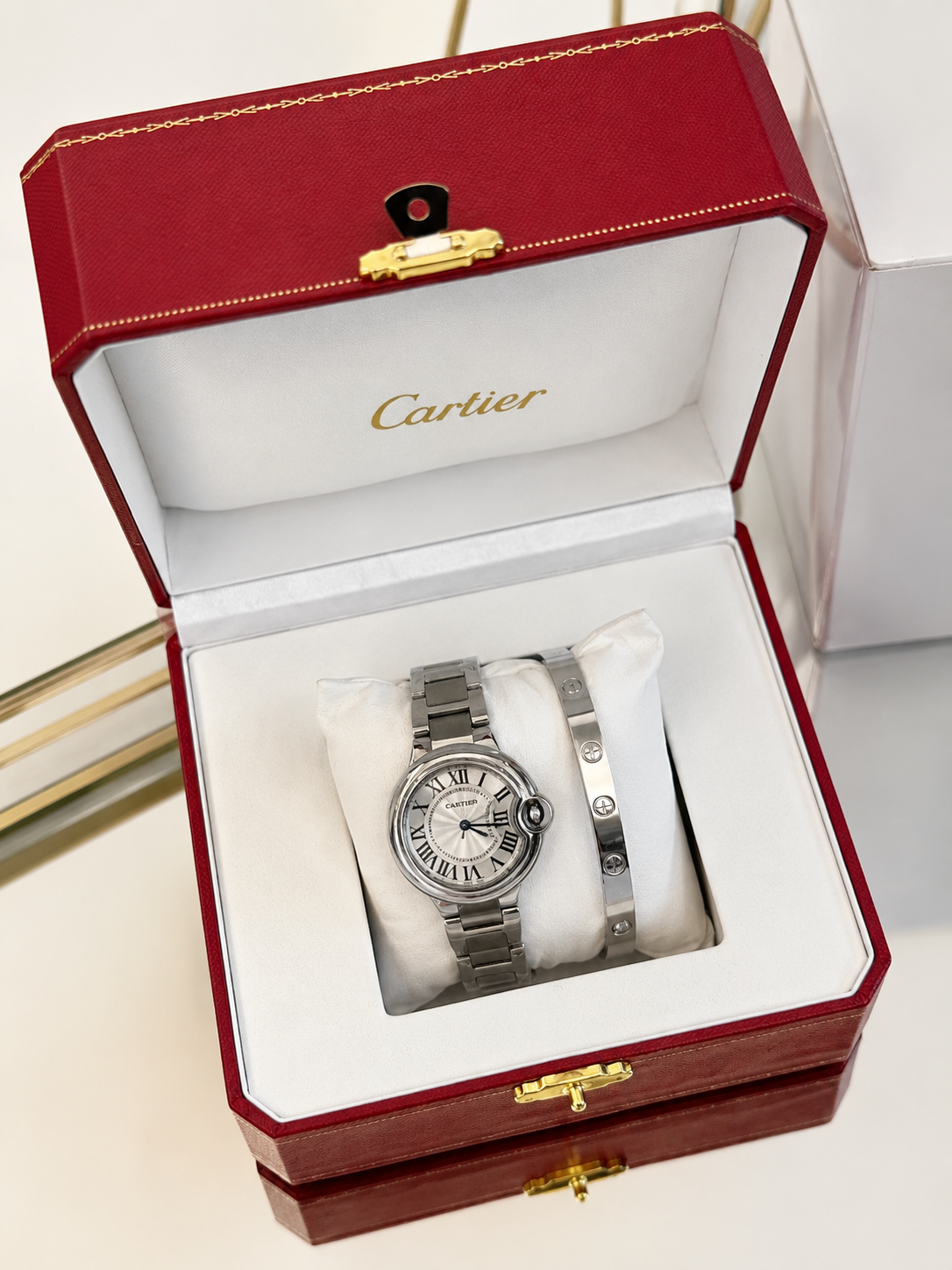 Ballon Bleu Diamond Bezel Stainless Steel Watch Set