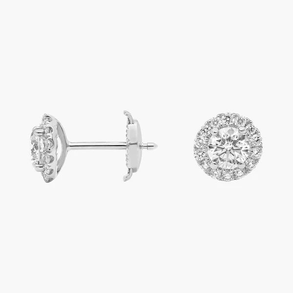 Round Halo Studs Earrings
