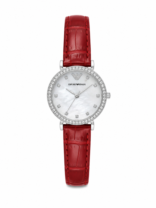Royal Crystal Red Crocodile Leather Watch