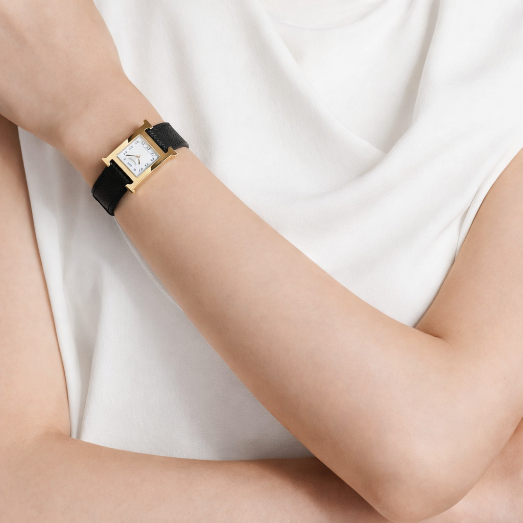 Luxury H-Shape Leather Watch – Elegant Square Dial Women’s Fashion Watch