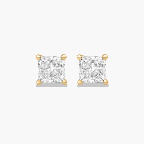 Moissanite Solitaire Princess Studs Earrings