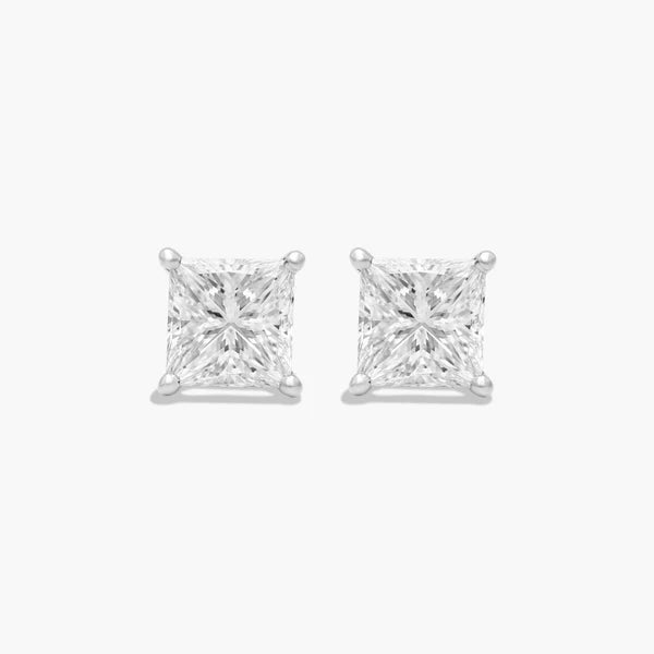 Moissanite Solitaire Princess Studs Earrings