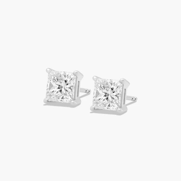 Moissanite Solitaire Princess Studs Earrings