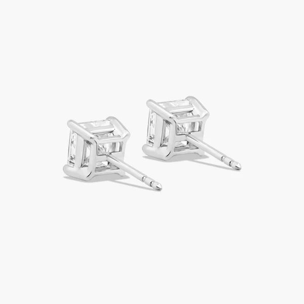 Moissanite Solitaire Princess Studs Earrings