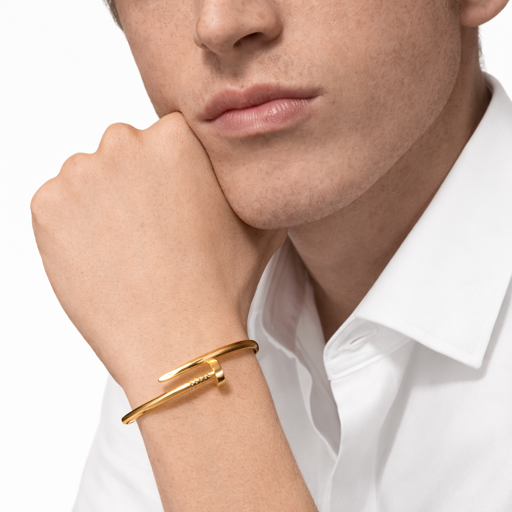 18K Gold Plated Nail Bracelet for Women | Waterproof Gold Bangle