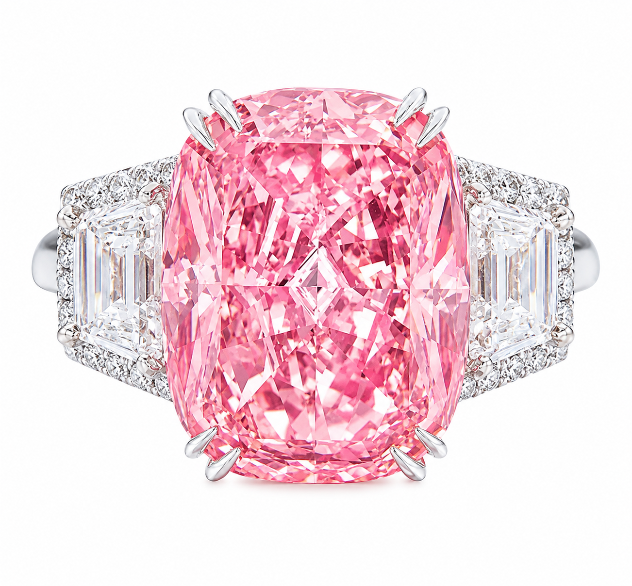 Royal Blush Pink Statement Ring – Luxury Diamond-Look Cocktail Ring