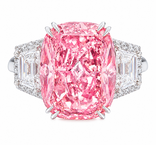 Royal Blush Pink Statement Ring – Luxury Diamond-Look Cocktail Ring