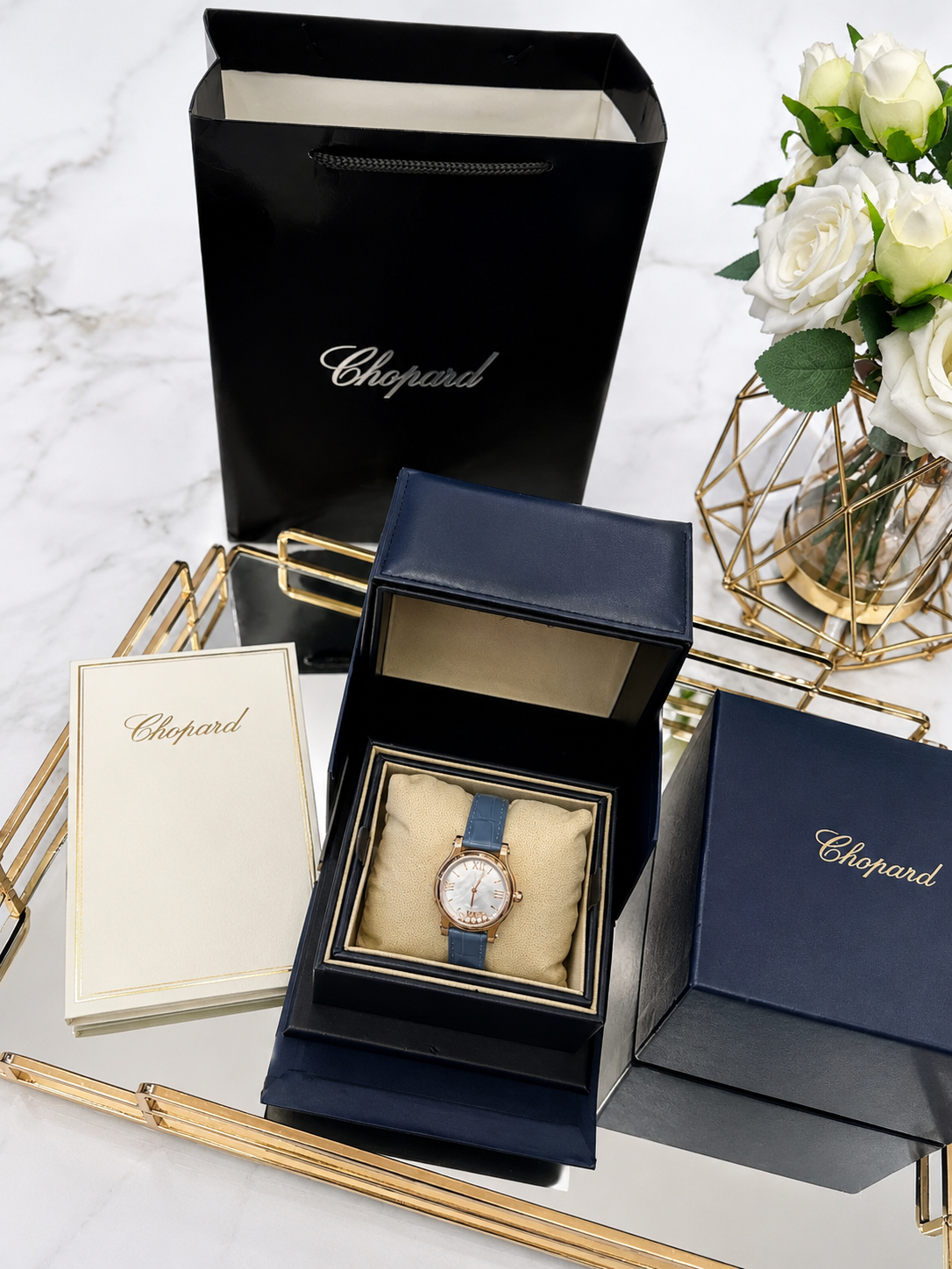 Happy Diamonds Blue Leather Watch