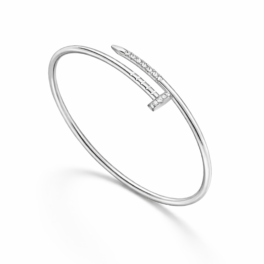 White Gold Nail Bangle Bracelet