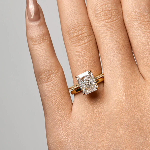 Radiant Cut Solitaire With Half Eternity Band