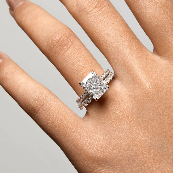 Radiant Cut Solitaire With Half Eternity Band
