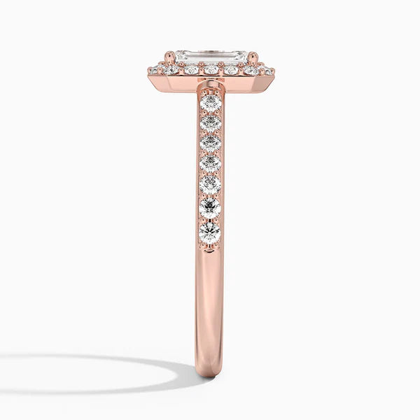 Emerald Cut Halo Ring
