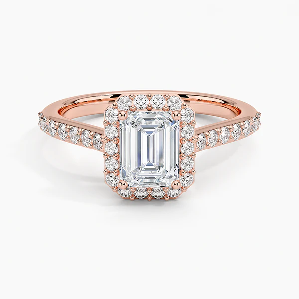 Emerald Cut Halo Ring